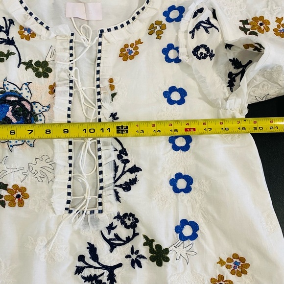 Elliette New Silk Penny Floral Embroidered Beaded Blouse French Designer - Picture 11 of 14